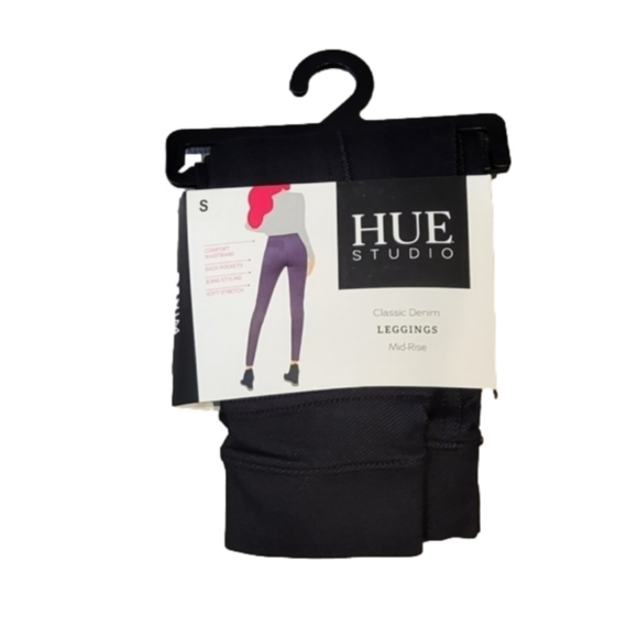 Women's Mid-Rise Classic Knit Denim Jean Yoga/Leggings Size: S | HUE Studio - Picture 3 of 10